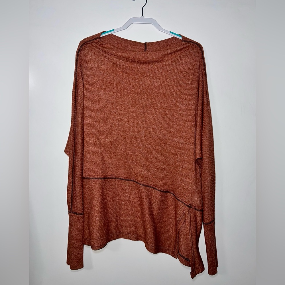 We The Free Asymmetrical Rust Orange Oversized Thermal Tunic Top Size Medium